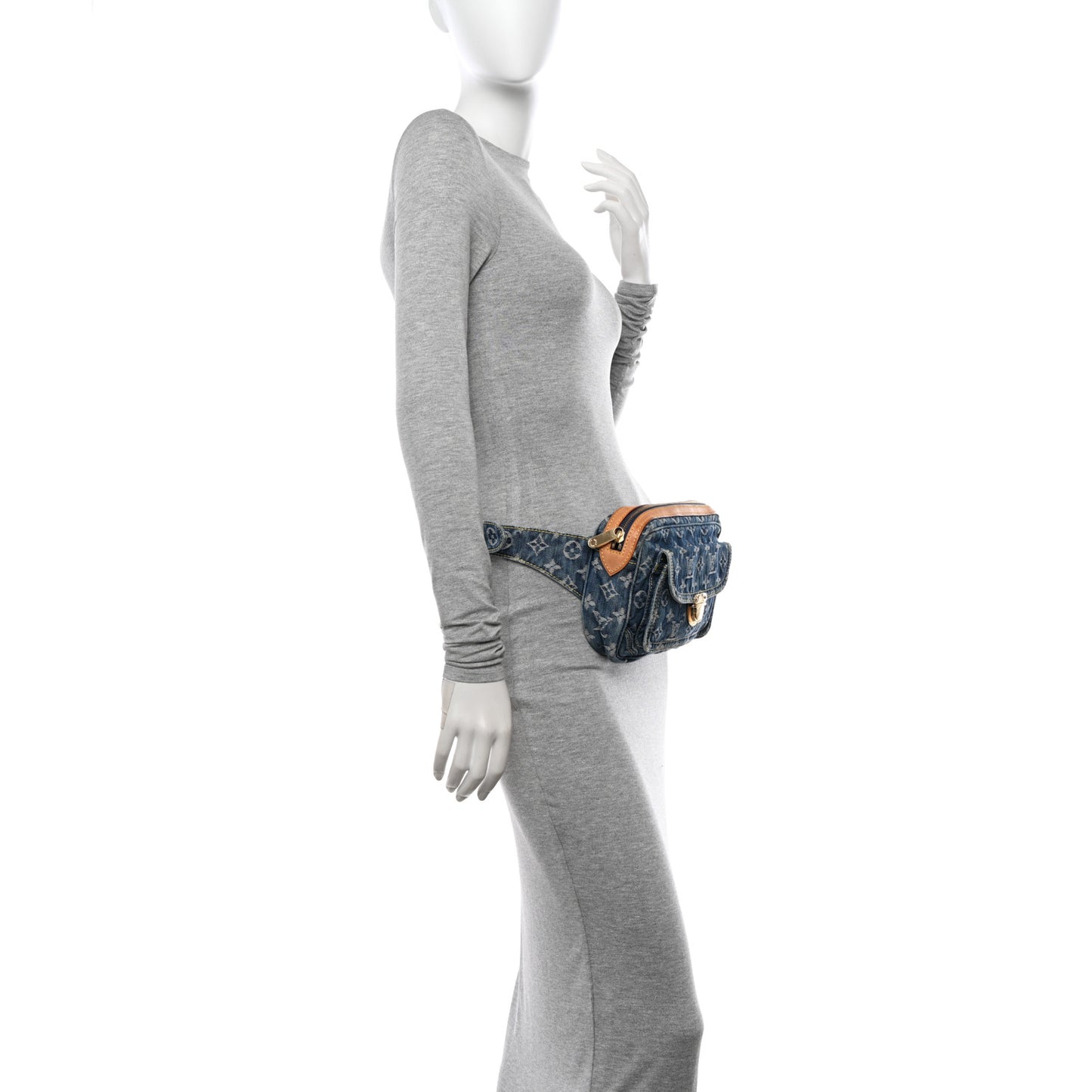 Monogram Denim Bum Bag Blue