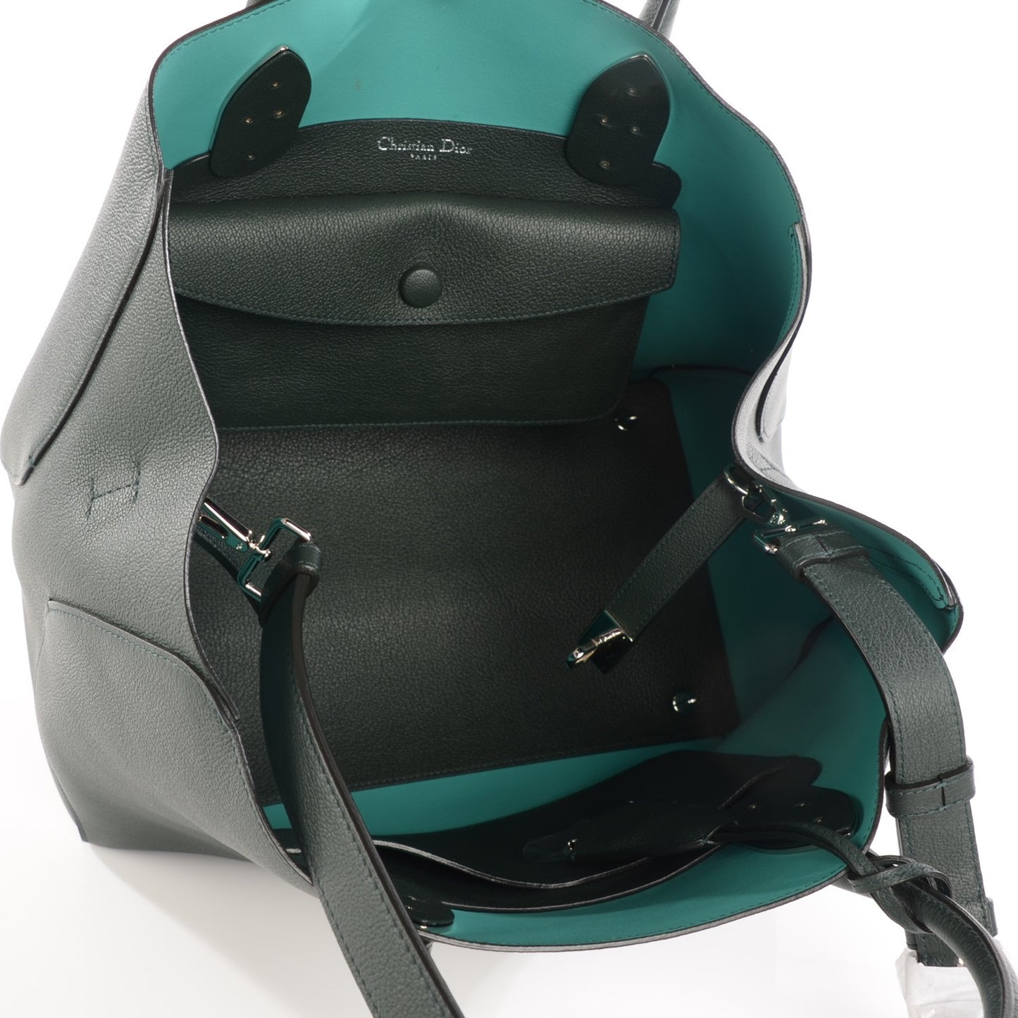 Supple Grained Calfskin Large Open Bar Tote Green
