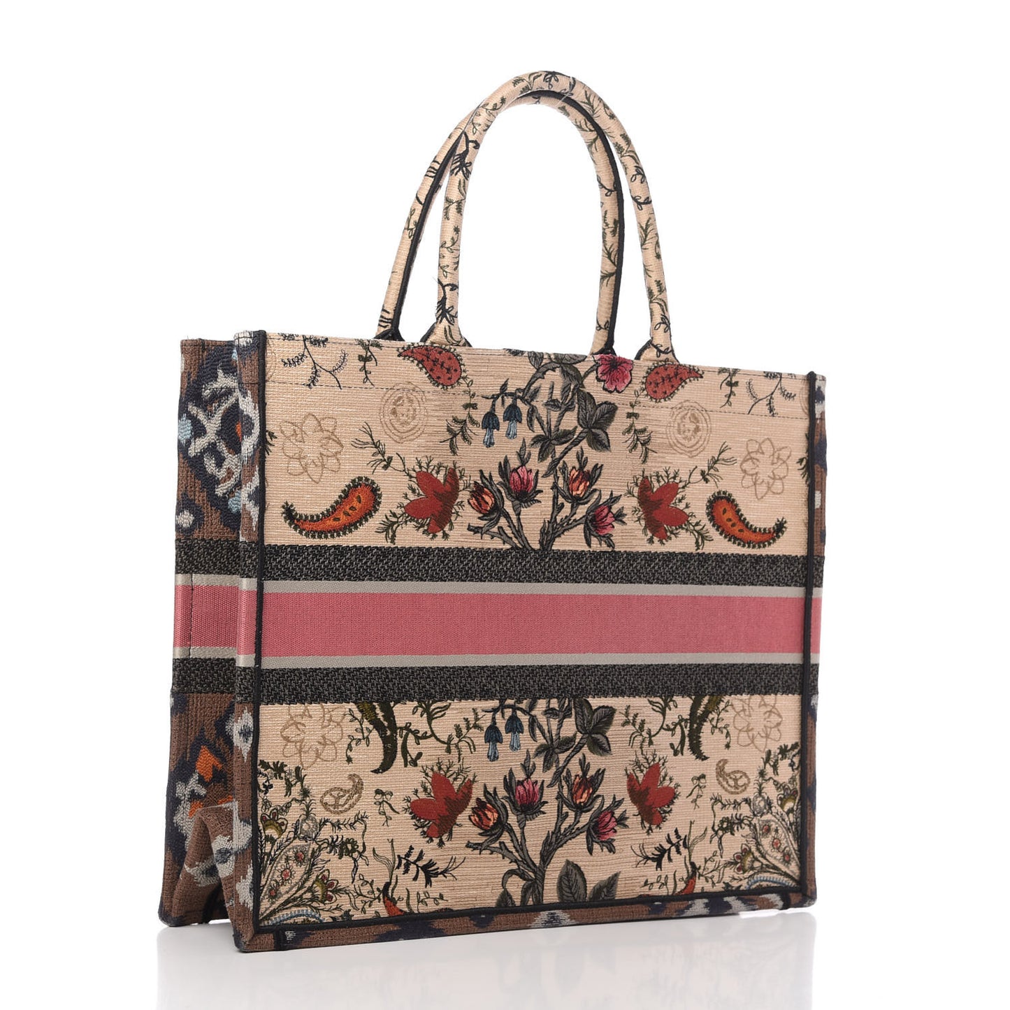 Canvas Embroidered Large Broderie Dior Flowers Book Tote Multicolor