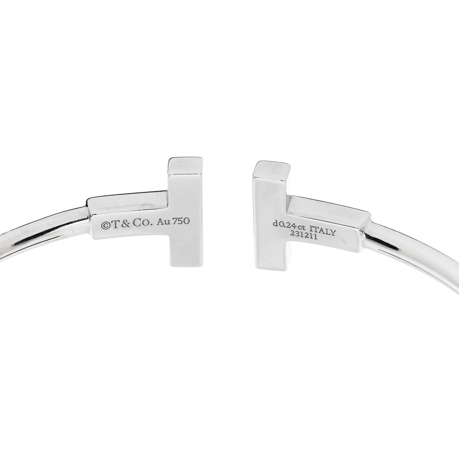 Tiffany 18K White Gold Diamond T Wire Bracelet 3 of 3