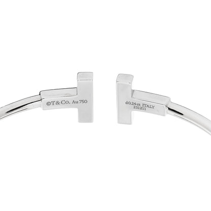 Tiffany 18K White Gold Diamond T Wire Bracelet 3 of 3