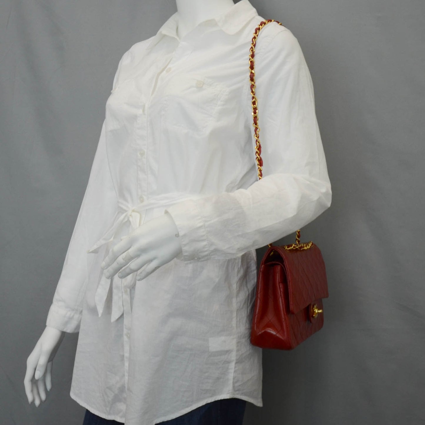 Lambskin Quilted Medium Double Flap Red