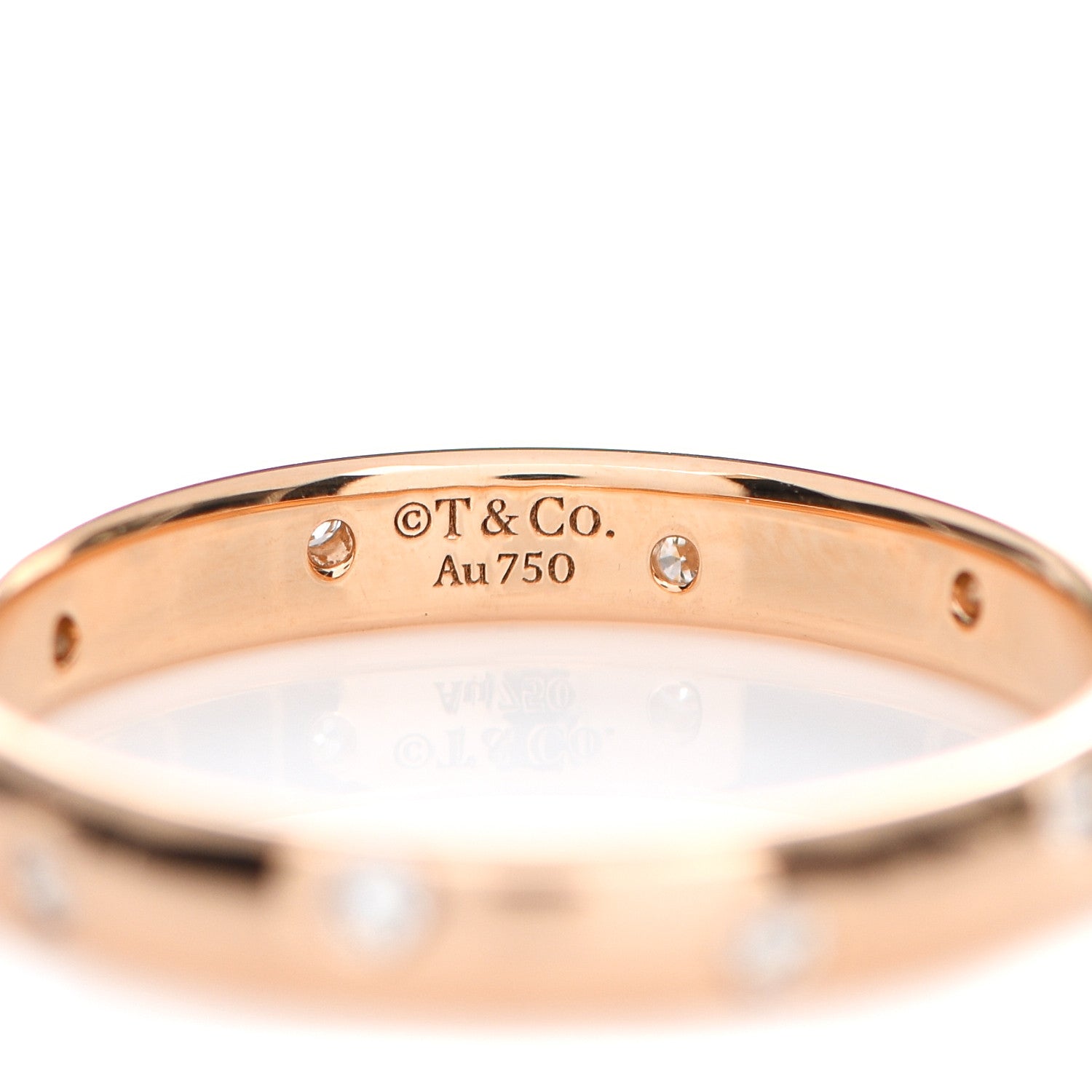 Tiffany 18K Rose Gold Diamond 3mm Etoile Band Ring 56 7.5 4 of 5