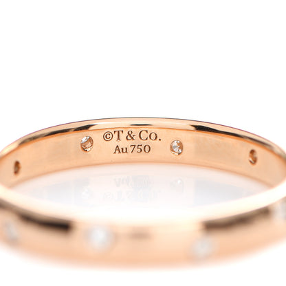 Tiffany 18K Rose Gold Diamond 3mm Etoile Band Ring 56 7.5 4 of 5