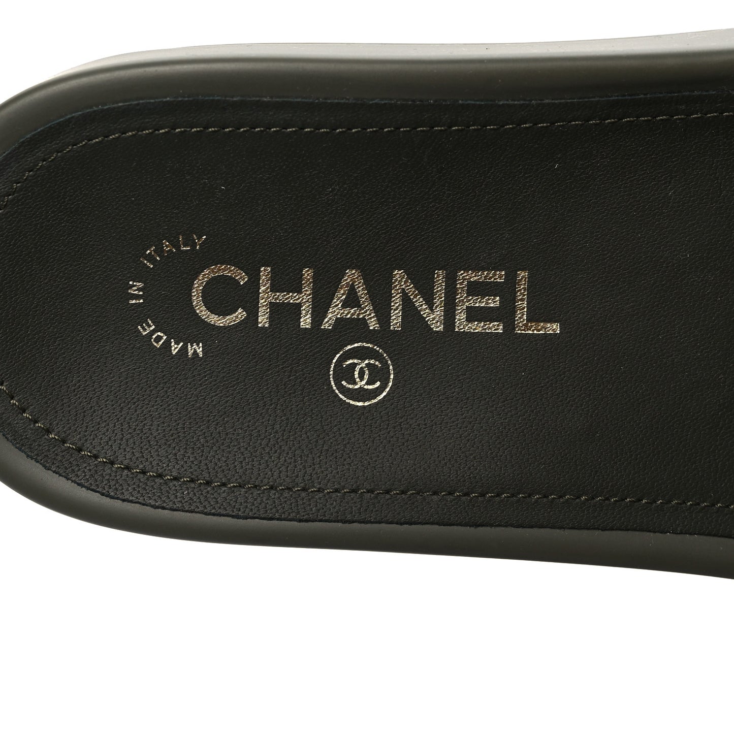 Canvas Chain Flat Sandals 38 Khaki