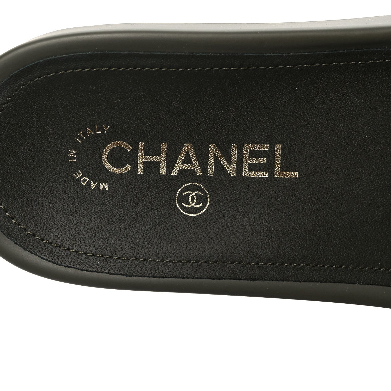 Chanel Canvas Chain Flat Sandals 38 Khaki 7 of 7