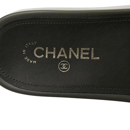 Chanel Canvas Chain Flat Sandals 38 Khaki 7 of 7