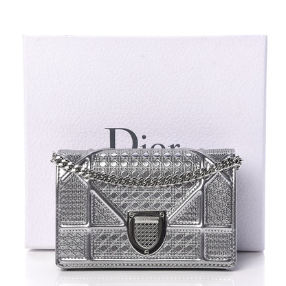 Christian Dior Metallic Patent Micro-Cannage Baby Diorama Flap Bag Silver 11 of 11