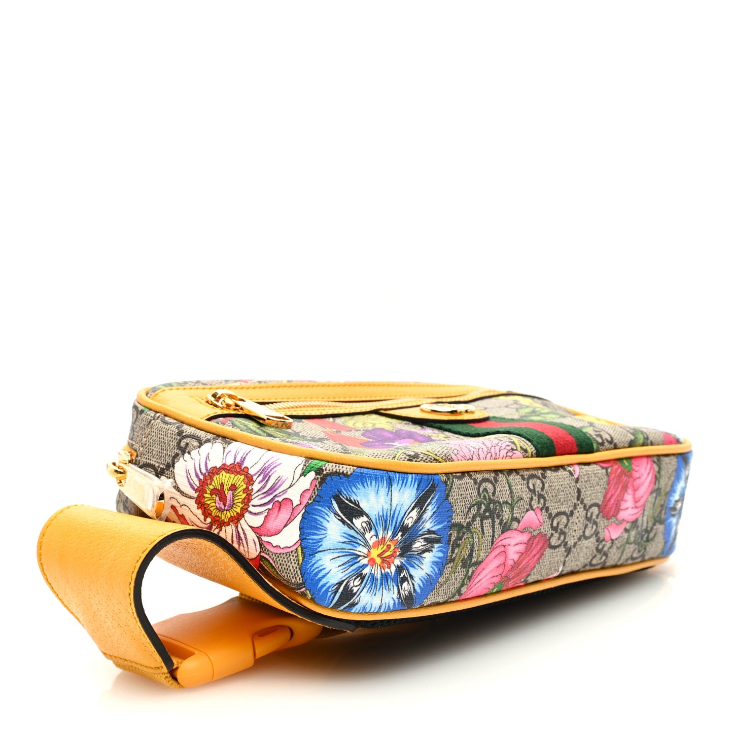 GG Supreme Monogram Flora Medium Ophidia Belt Bag Beige Multicolor Crop