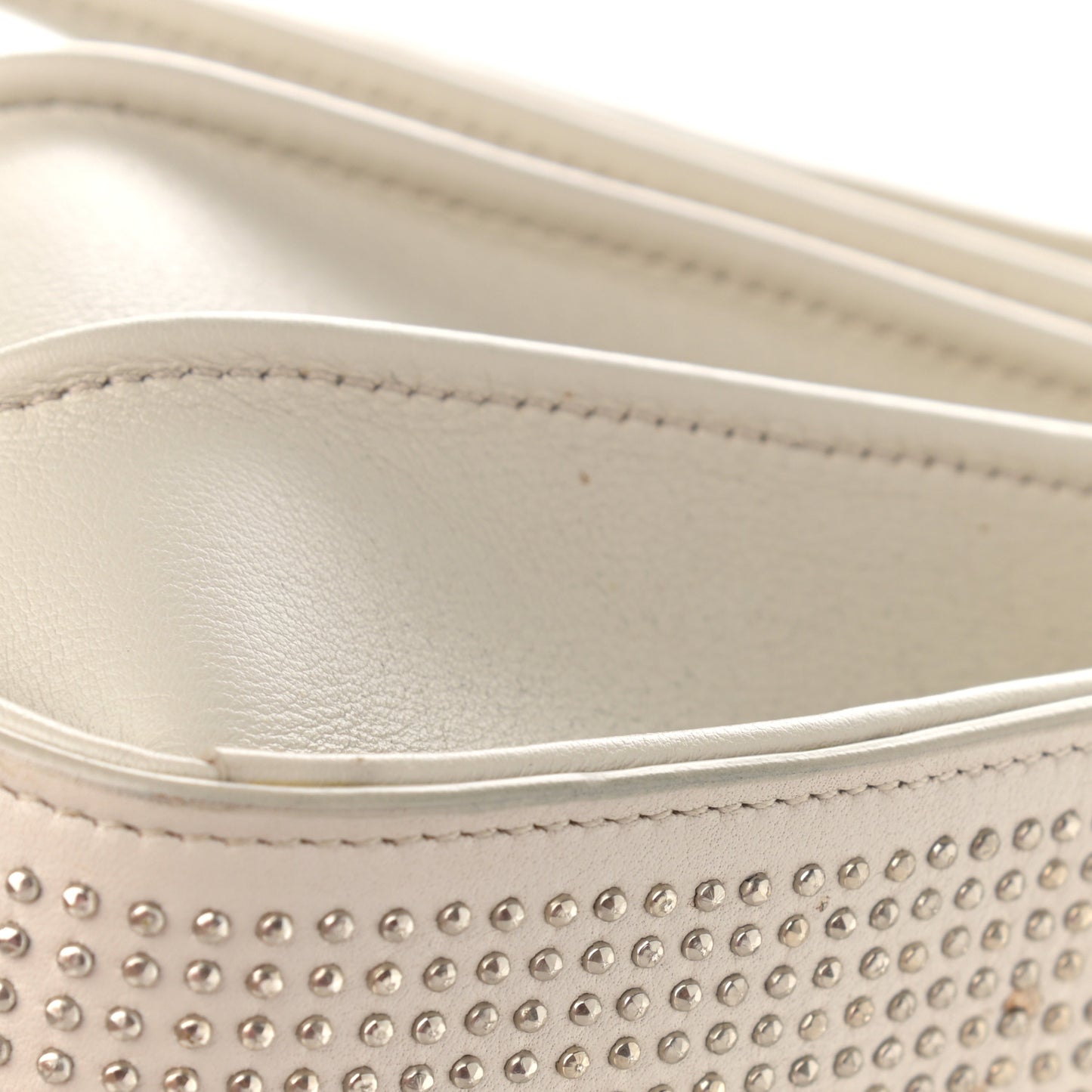 Calfskin Studded Small Sac De Jour White