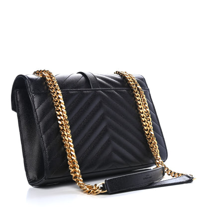 Saint Laurent Grain De Poudre Matelasse Chevron Medium Monogram Satchel Black 2 of 4