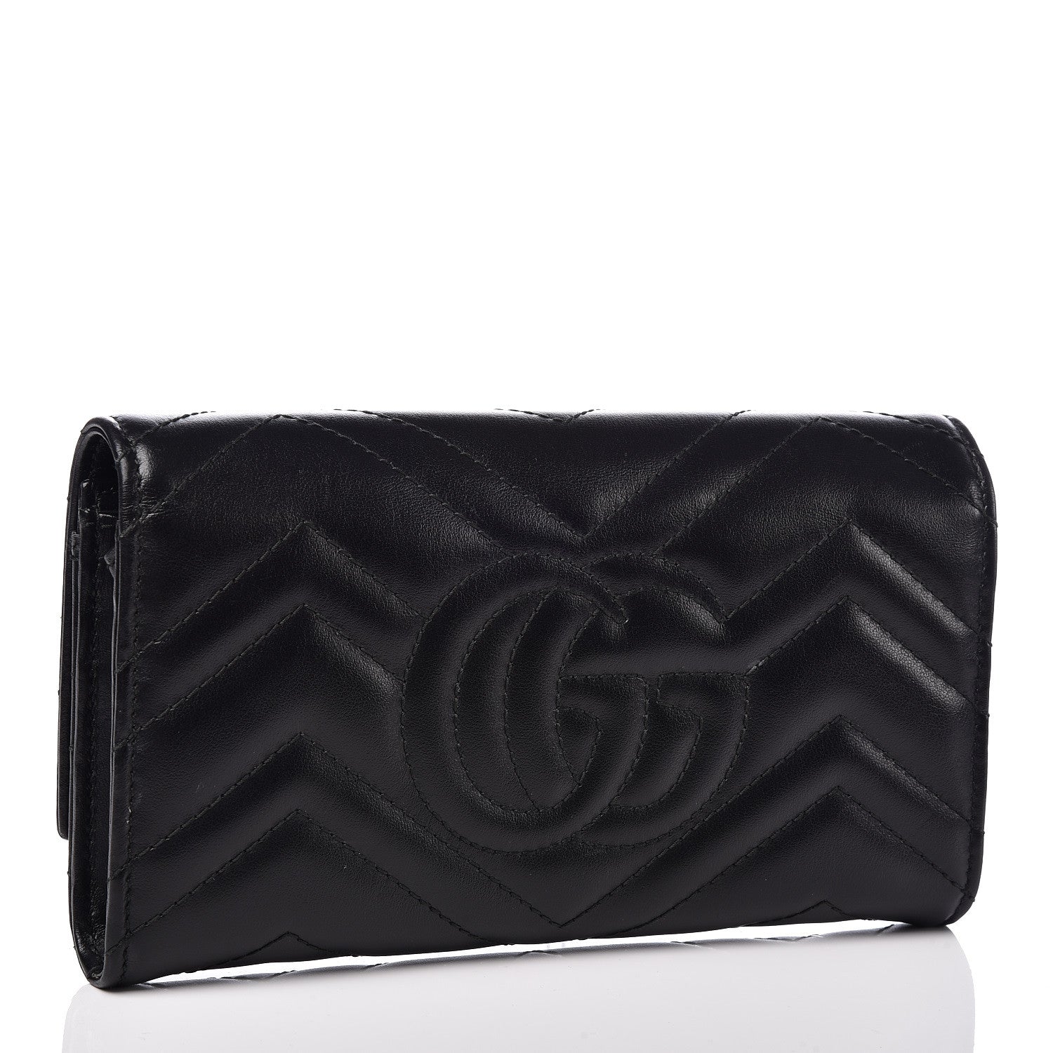 Gucci Calfskin Matelasse GG Marmont Continental Wallet Black 3 of 12