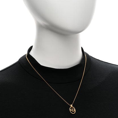 Christian Dior Metal CD Logo Oval Pendant Necklace Gold 2 of 5