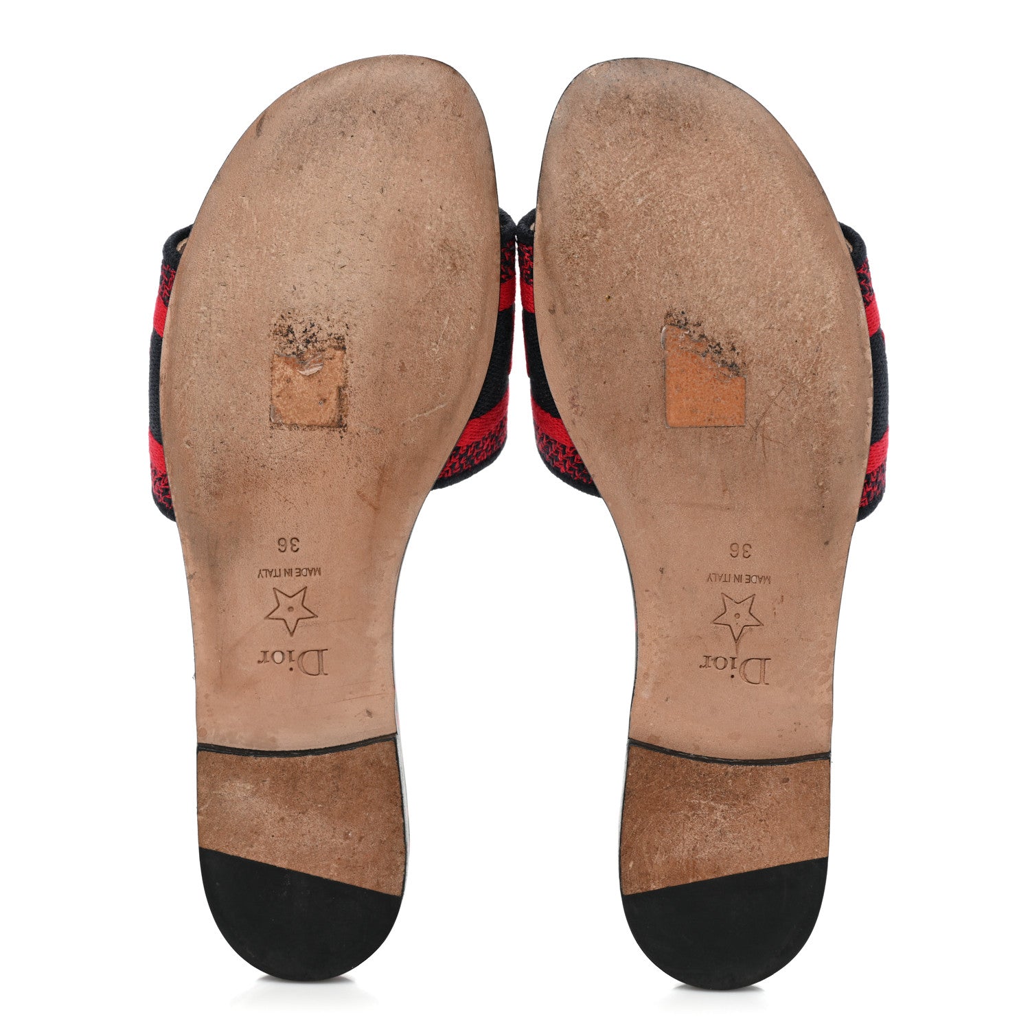 Christian Dior Canvas Pop Heart I Love Paris Embroidered Dway Flat Slide Sandals 36 Deep Blue Red 5 of 10