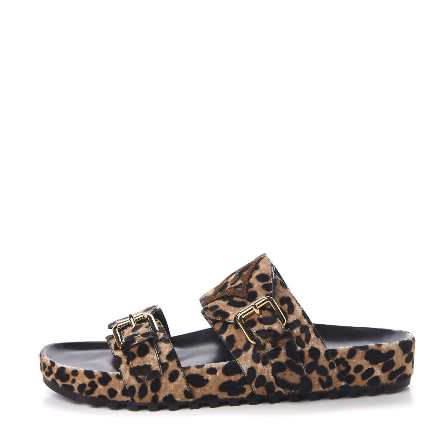 Calfskin Pony Hair Leopard Bom Dia Mule Sandals 40 Cognac Brown