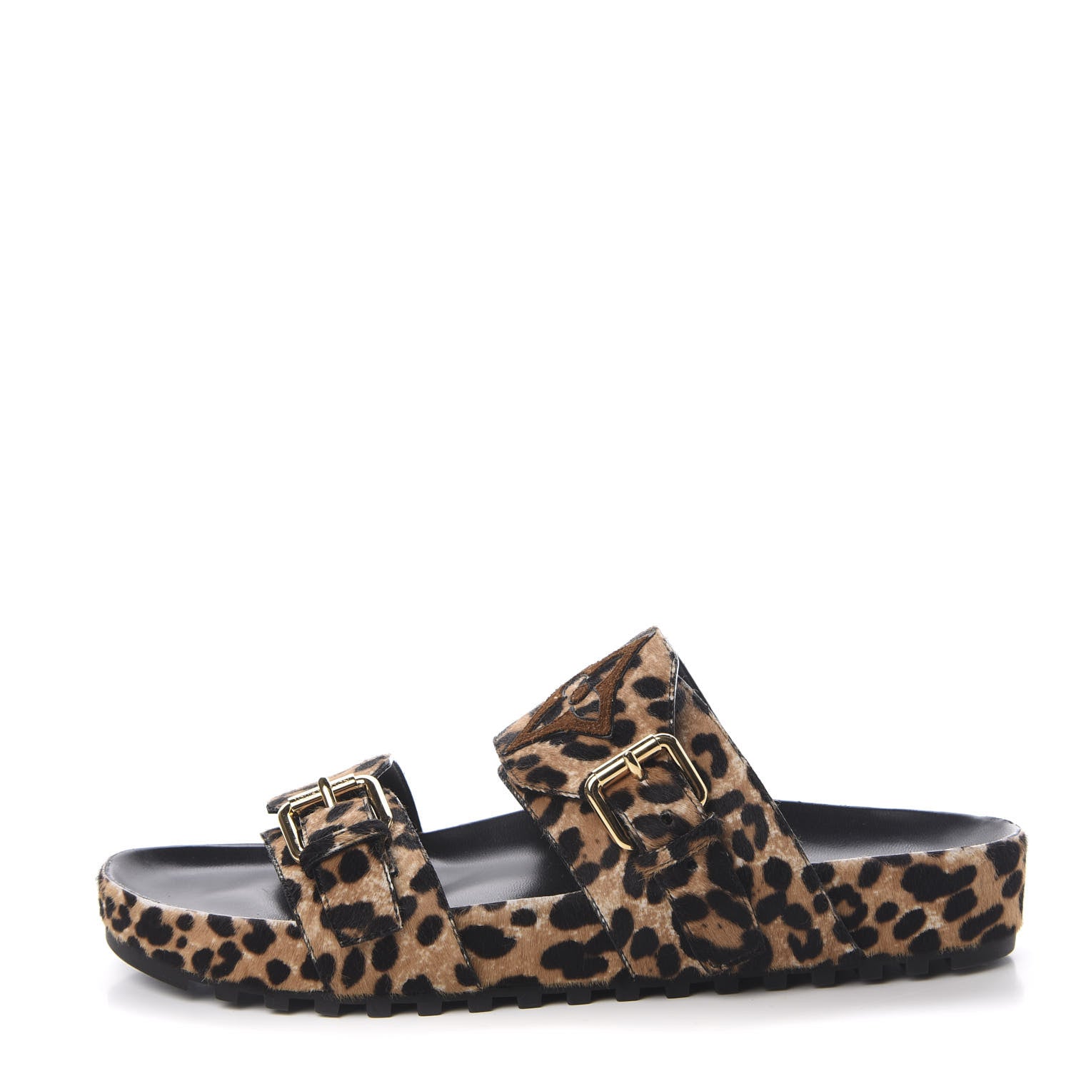 Louis Vuitton Calfskin Pony Hair Leopard Bom Dia Mule Sandals 40 Cognac Brown 1 of 8