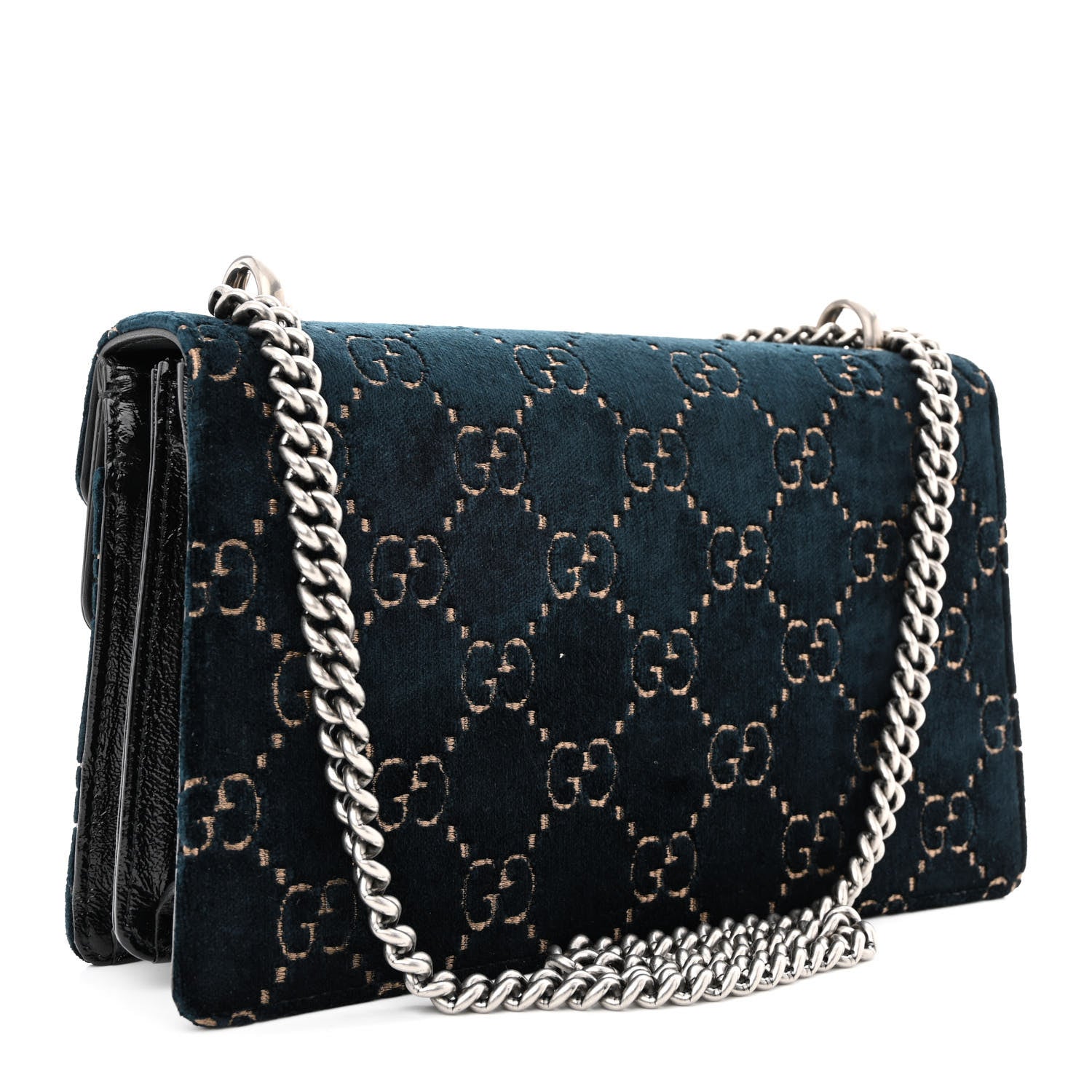 Gucci Velvet Skipper GG Monogram Small Dionysus Shoulder Bag Blue Beige Black 3 of 13