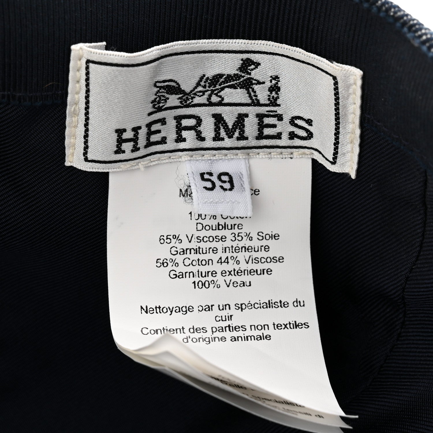 Hermes Cotton Denim Swift Sevres Evelyne Cap 59 Indigo Black 8 of 8