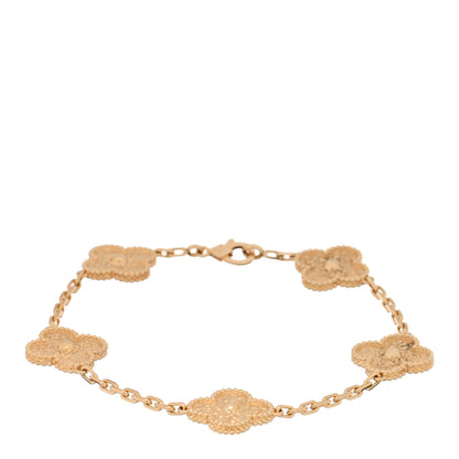 Van Cleef & Arpels 18K Yellow Gold 5 Motifs Vintage Alhambra Bracelet 1 of 3
