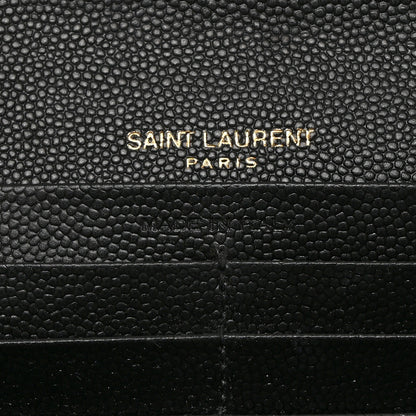 Saint Laurent Grain De Poudre Matelasse Chevron Monogram Flap Wallet Black 6 of 9