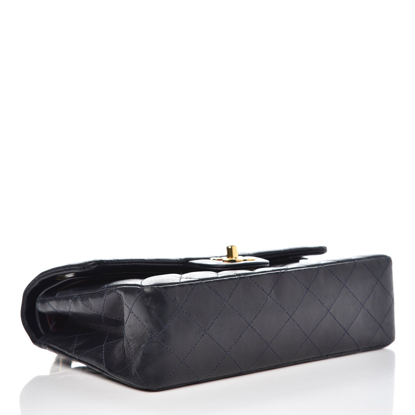 Lambskin Quilted Small Double Flap Navy