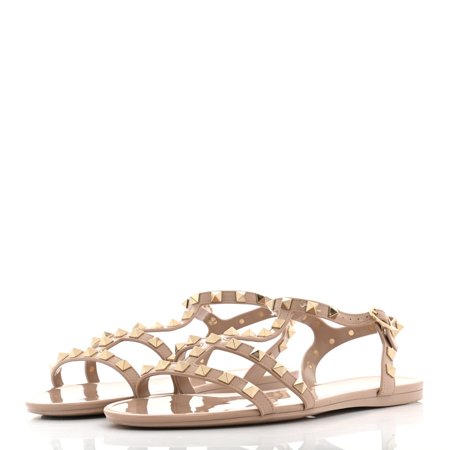 Valentino Garavani PVC Jelly Rockstud Caged Sandals 41 Poudre 3 of 9
