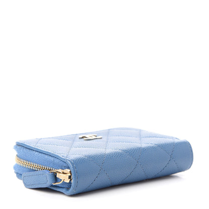 Chanel Caviar Quilted Zip Coin Purse Blue 4 of 11