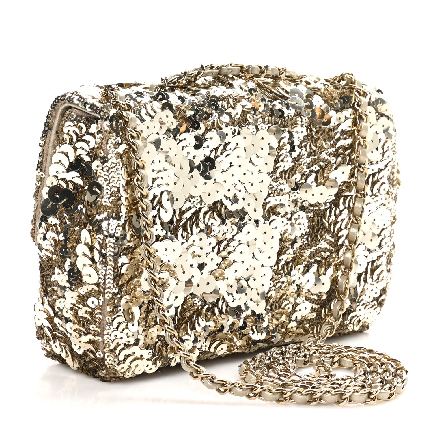 Chanel Sequin Small Single Flap Gold 3 of 11