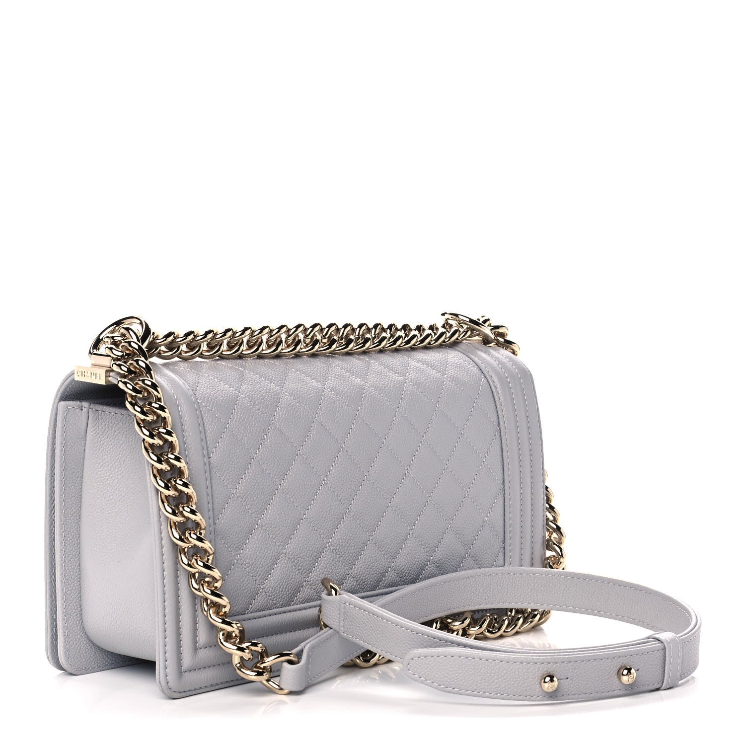 Chanel Caviar Quilted Medium Boy Flap Light Grey 2 of 10