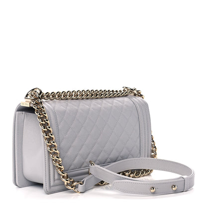Chanel Caviar Quilted Medium Boy Flap Light Grey 2 of 10