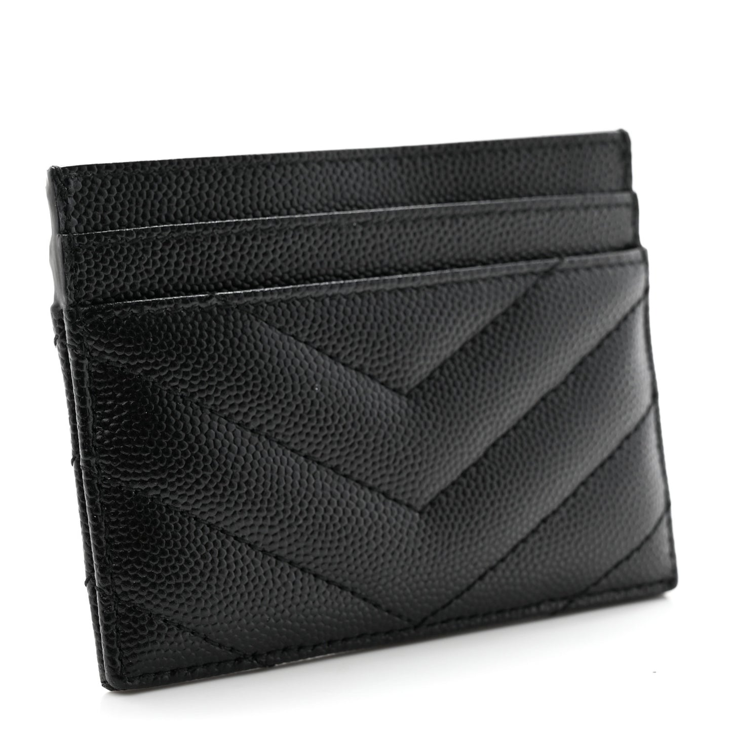 Grain De Poudre Matelasse Chevron Monogram Credit Card Case Black