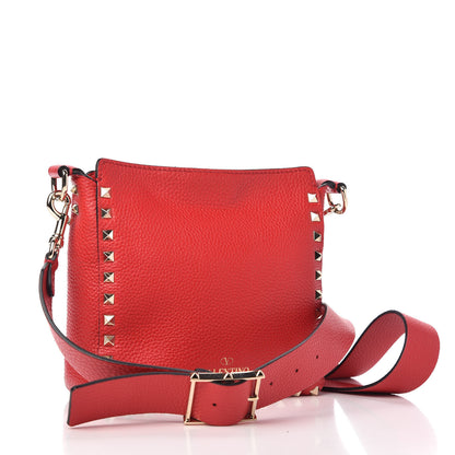 Valentino Garavani Pebbled Calfskin Mini Rockstud Flip-Lock Messenger Bag Red 3 of 10