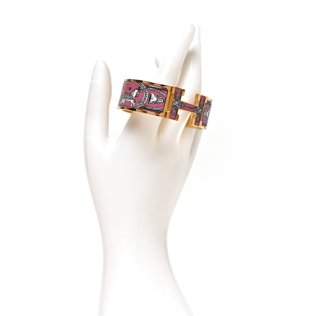 Hermes Enamel Printed Wide Grand Apparat Clic Clac H Bracelet PM Crepuscule Violet 2 of 5