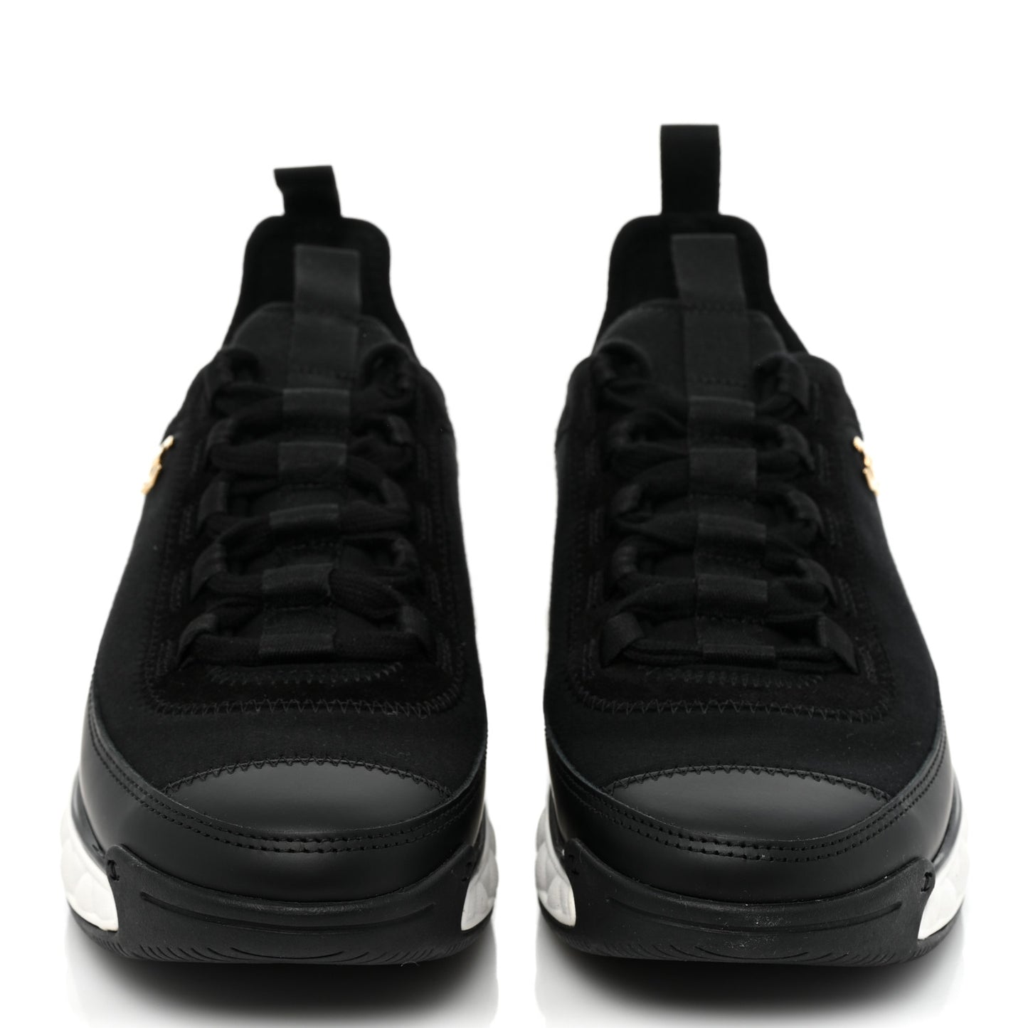 Velvet Calfskin Mixed Fibers CC Sneakers 37 Black