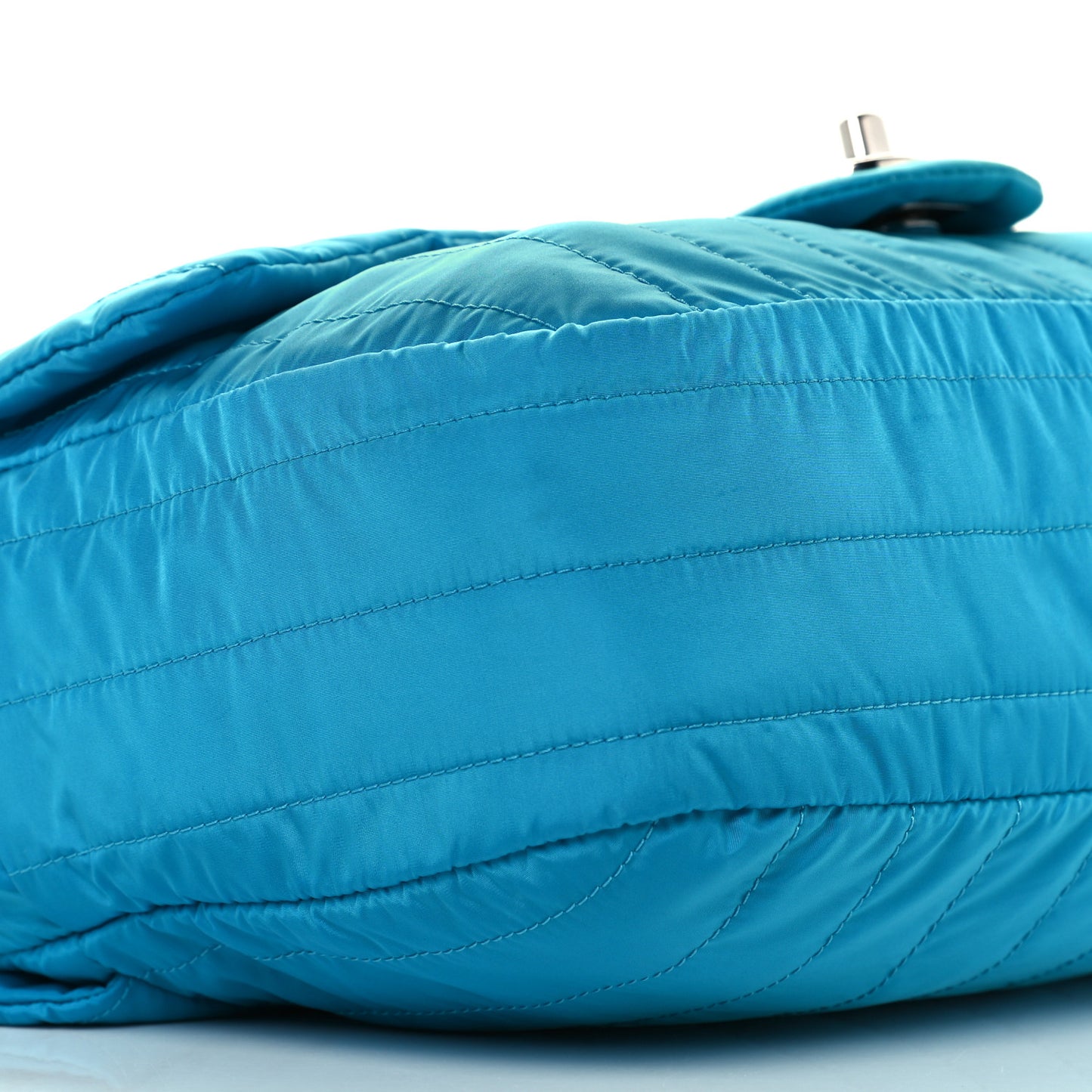 Nylon Vertical Quilted Jumbo Flap Turquoise