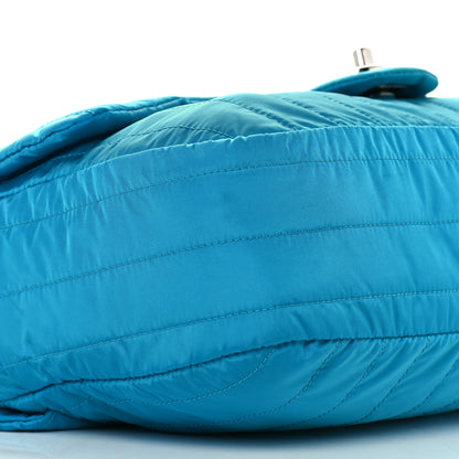 Chanel Nylon Vertical Quilted Jumbo Flap Turquoise 5 of 13