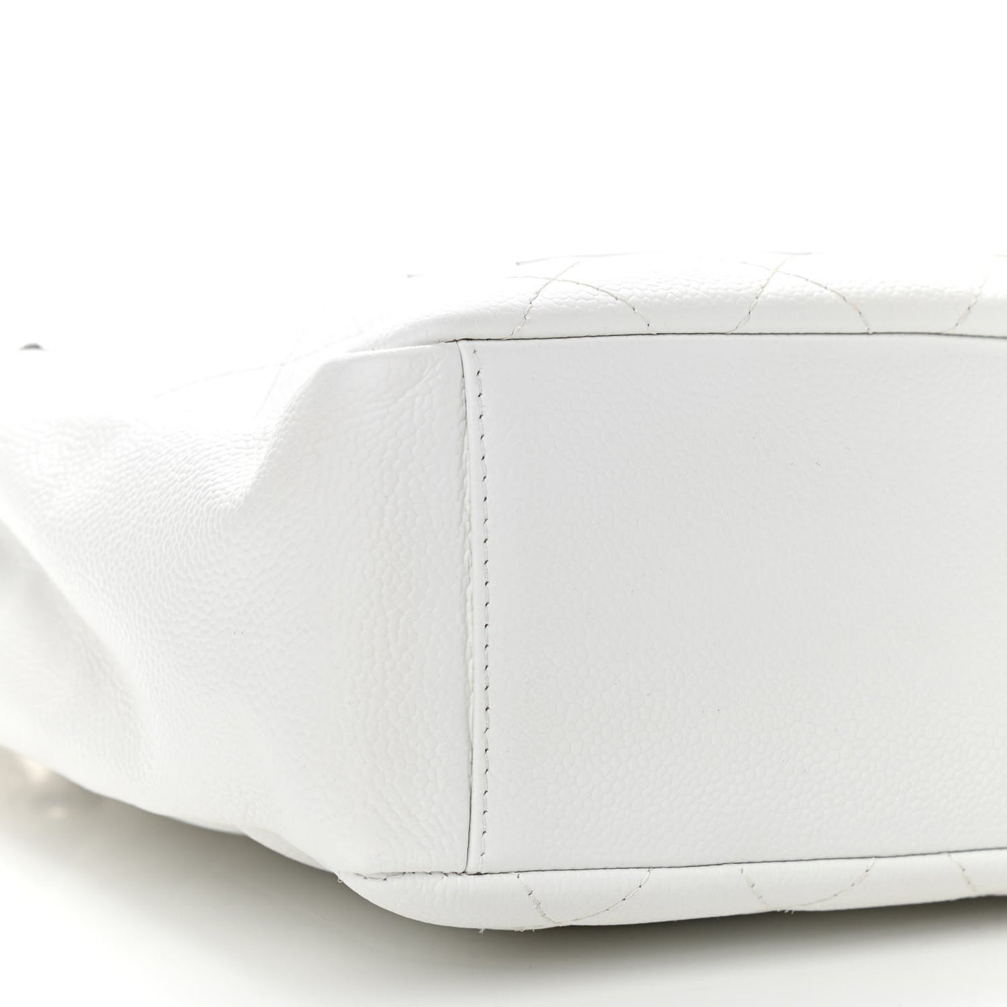 Caviar Quilted Petit Shopping Tote PST White