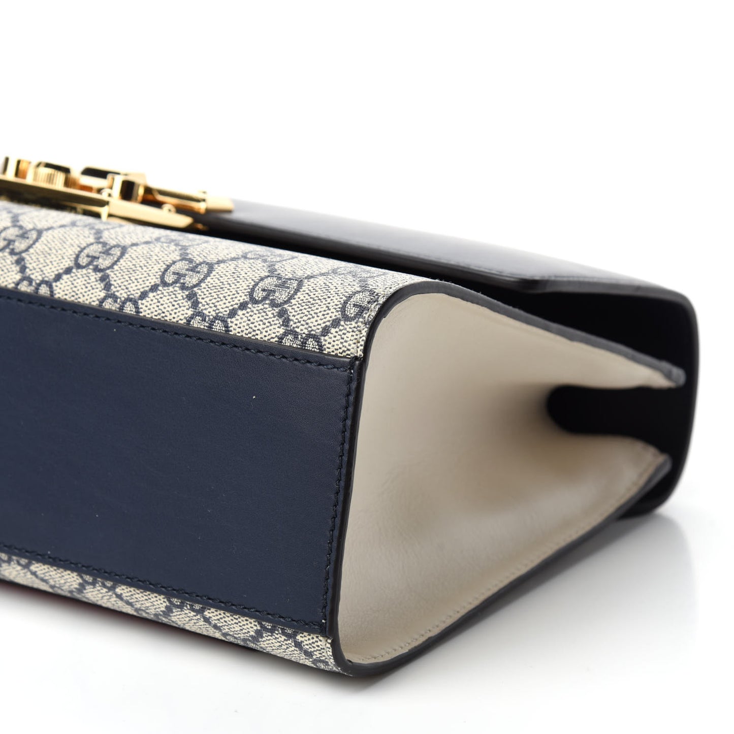 GG Supreme Monogram Calfskin Medium Padlock Shoulder Bag Beige Blue Mystic White Hibiscus Red
