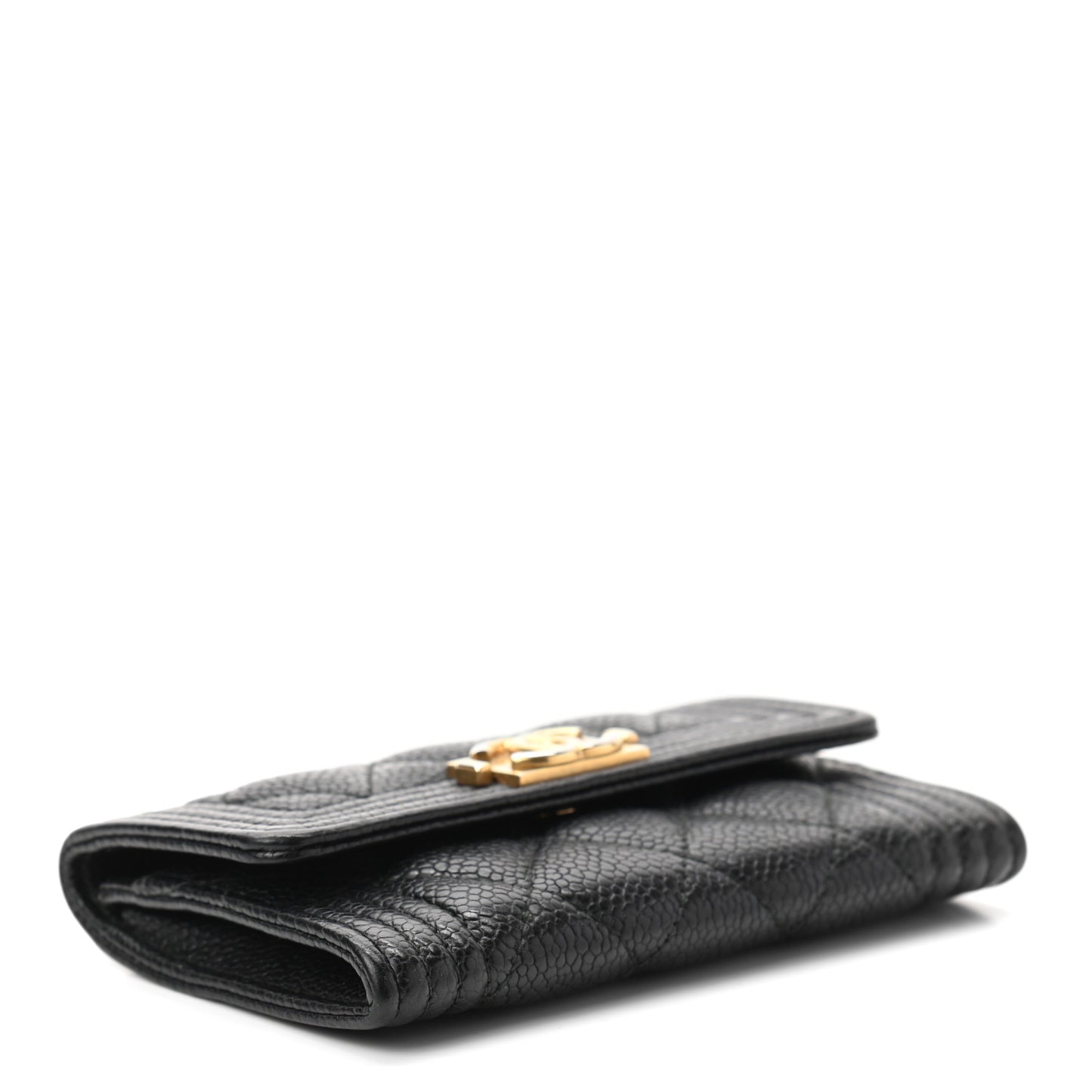 Caviar Quilted Boy Flap Card Holder Black