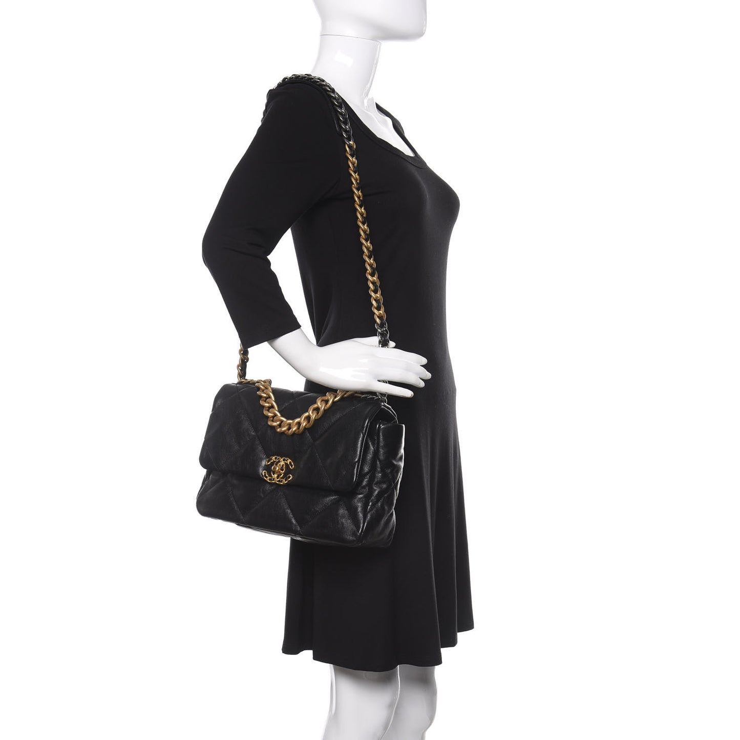 Lambskin Quilted Large 19 Flap Black