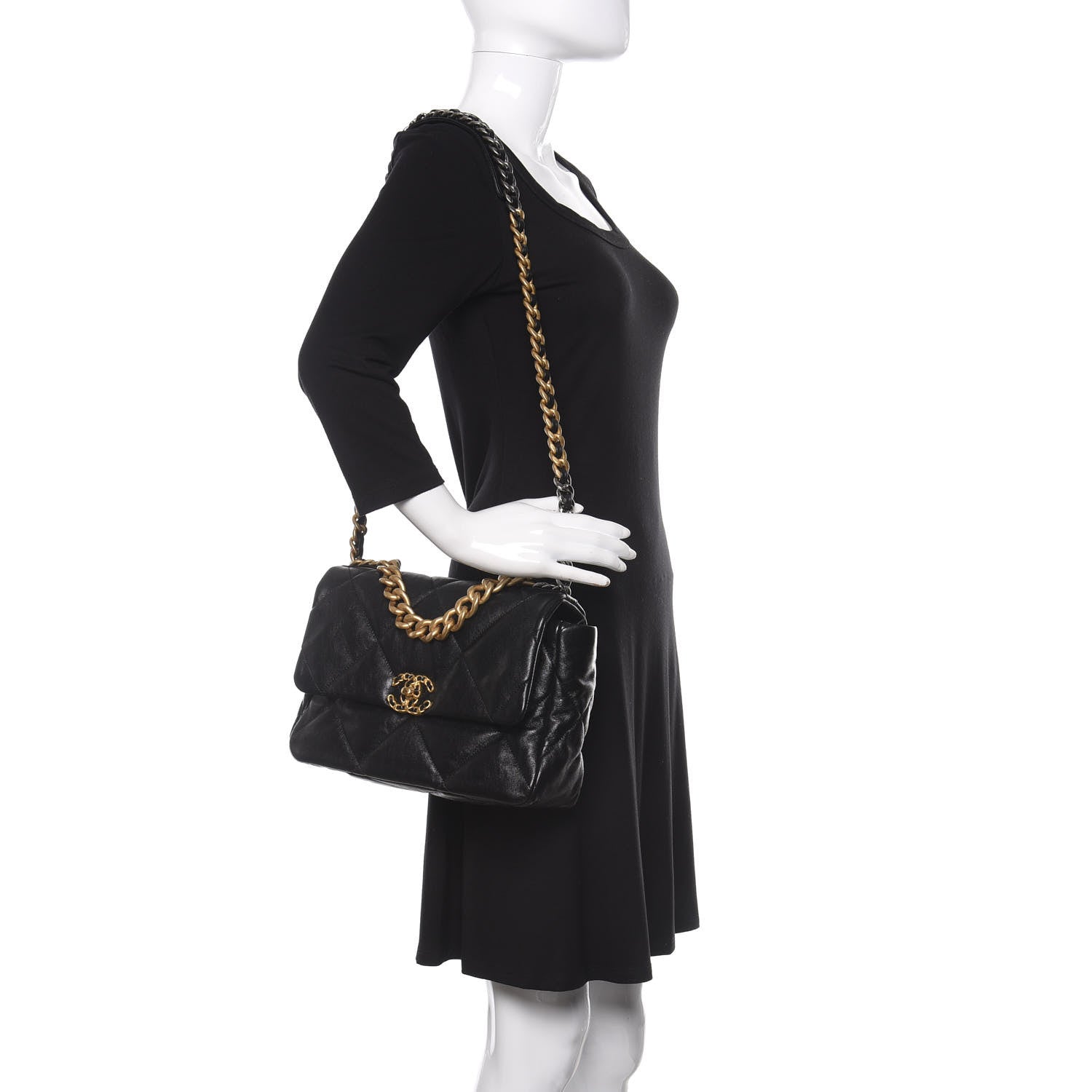 Chanel Lambskin Quilted Large 19 Flap Black 2 of 10