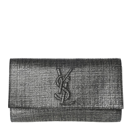 Saint Laurent Metallic Textured Large Belle De Jour Clutch Dark Silver 1 of 8