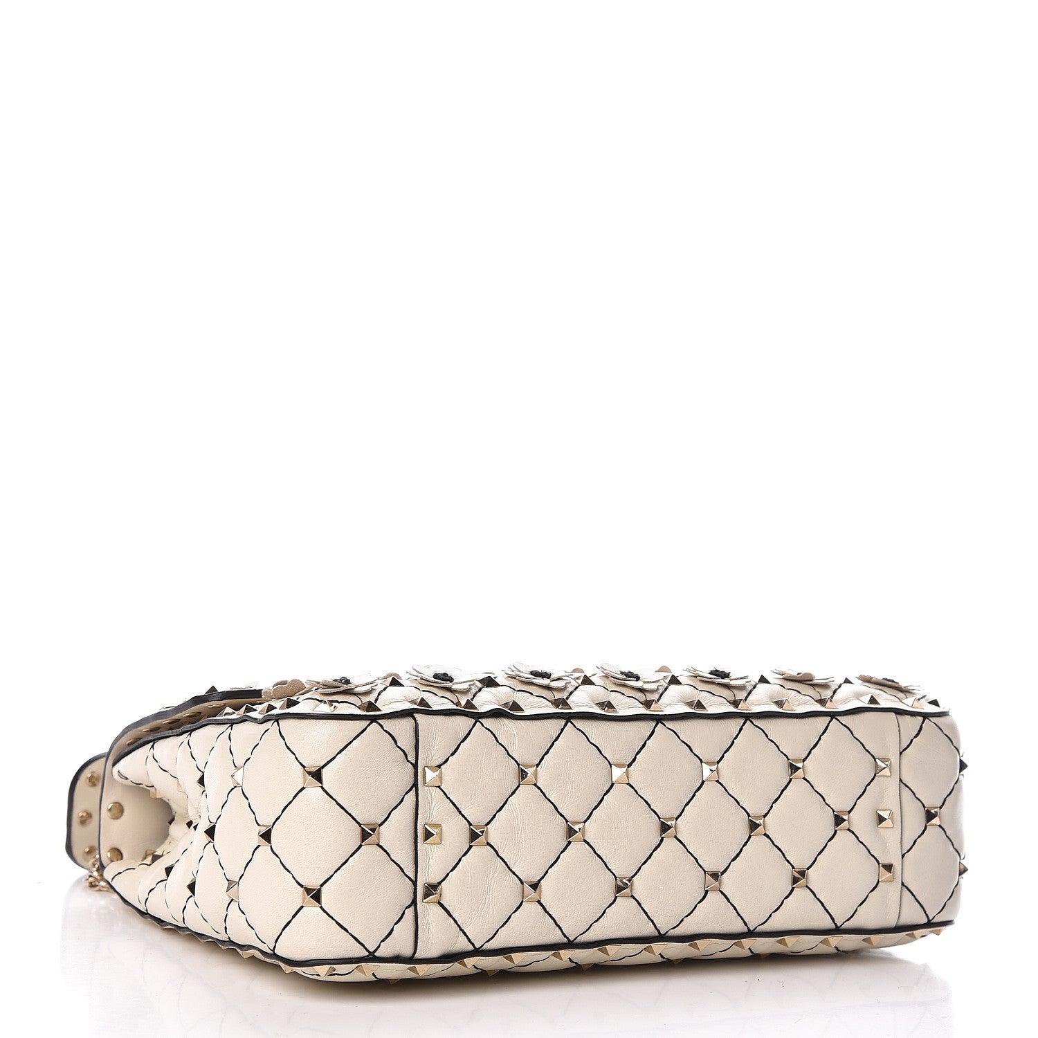 Valentino Garavani Lambskin Flower Medium Rockstud Spike Shoulder Bag Ivory 4 of 9