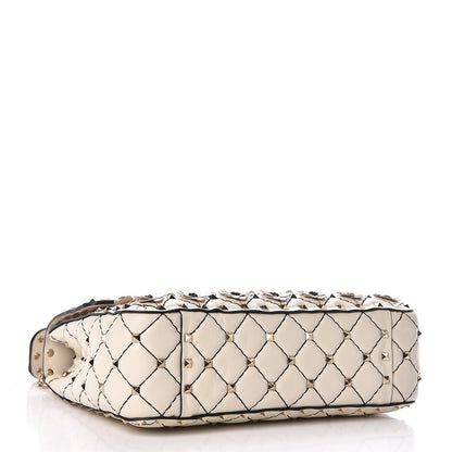 Valentino Garavani Lambskin Flower Medium Rockstud Spike Shoulder Bag Ivory 4 of 9