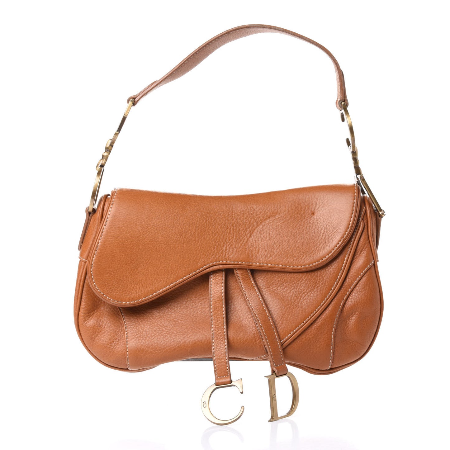 Calfskin Double Saddle Bag Brown