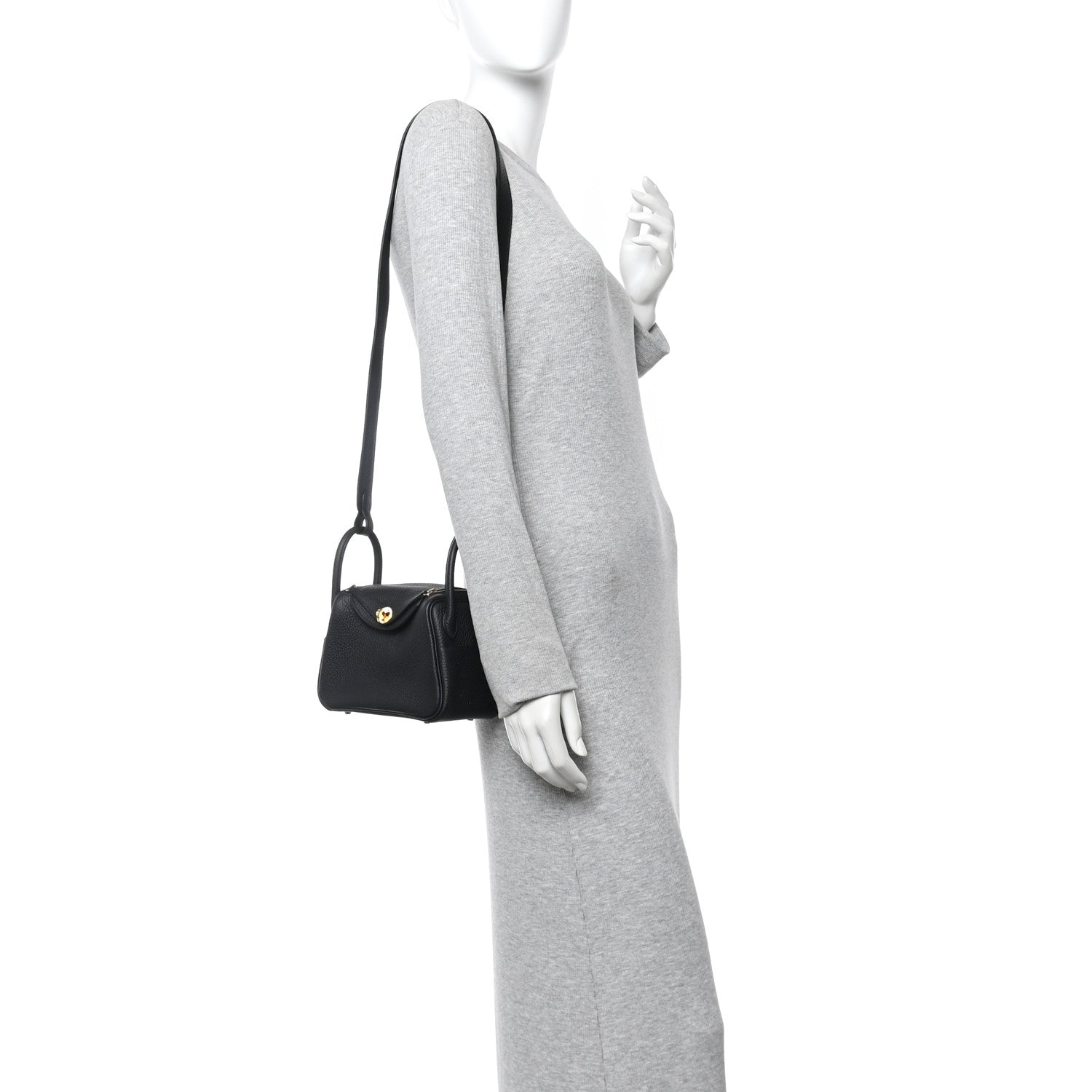 Hermes Taurillon Clemence Mini Lindy 20 Black 2 of 11