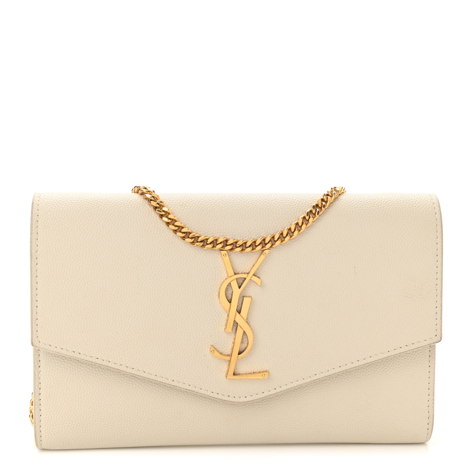 Saint Laurent Grain De Poudre Monogram Uptown Chain Wallet Crema Soft 3 of 11