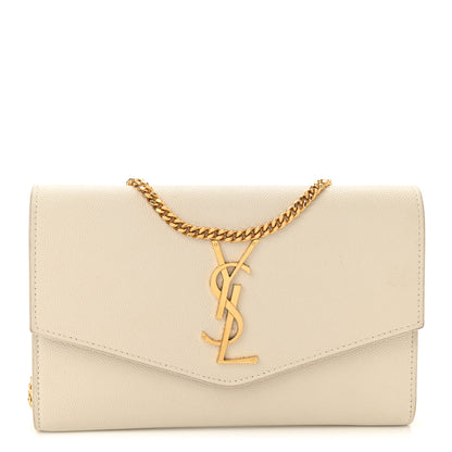 Saint Laurent Grain De Poudre Monogram Uptown Chain Wallet Crema Soft 3 of 11