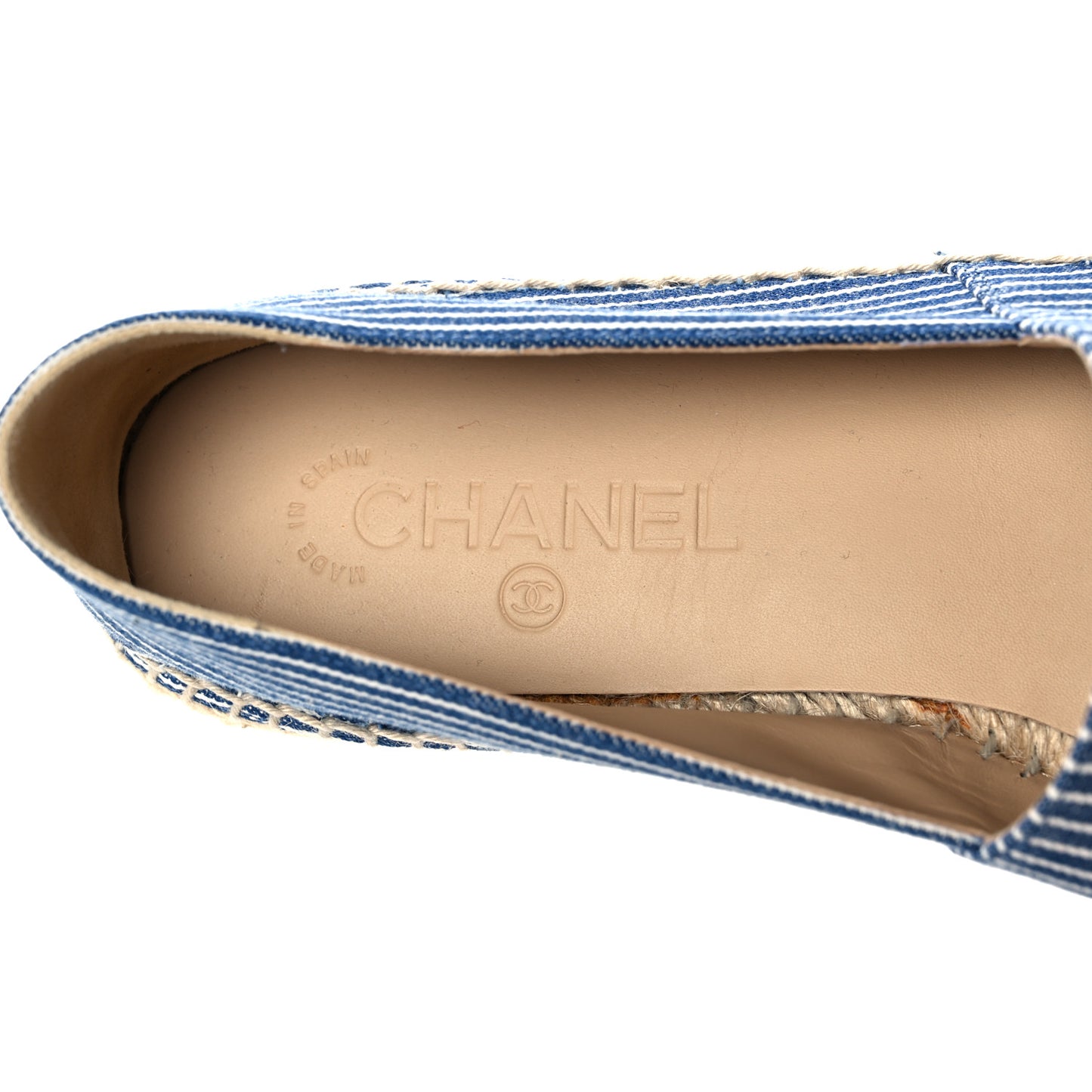 Canvas Striped Patent CC Espadrilles 41 Navy Black