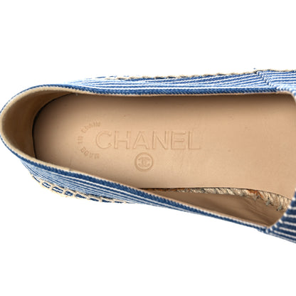 Chanel Canvas Striped Patent CC Espadrilles 41 Navy Black 8 of 12